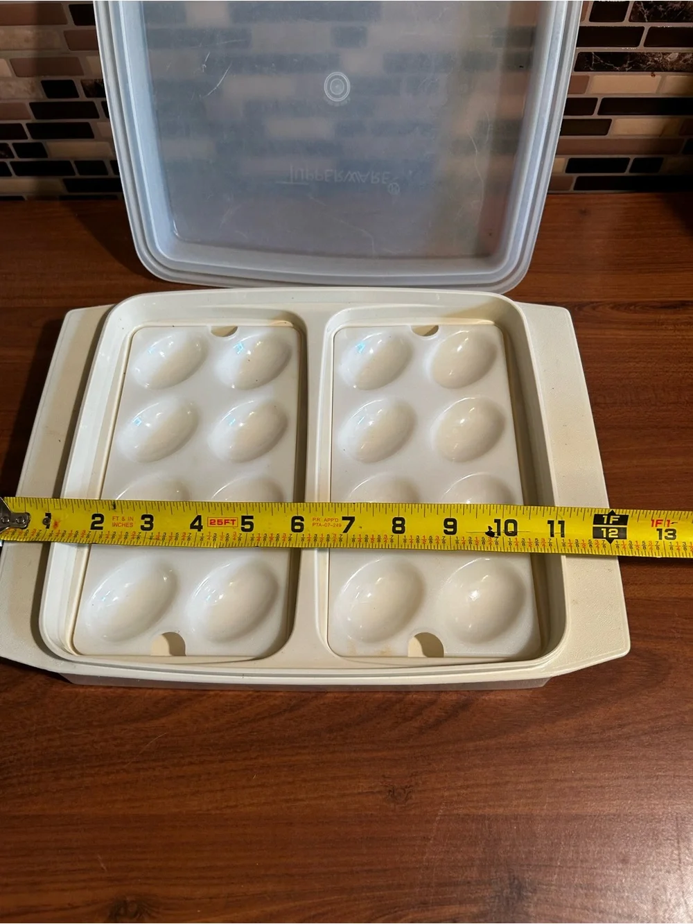 Vintage Tupperware Deviled Egg Carrier with Removable Trays - Tan/Clear